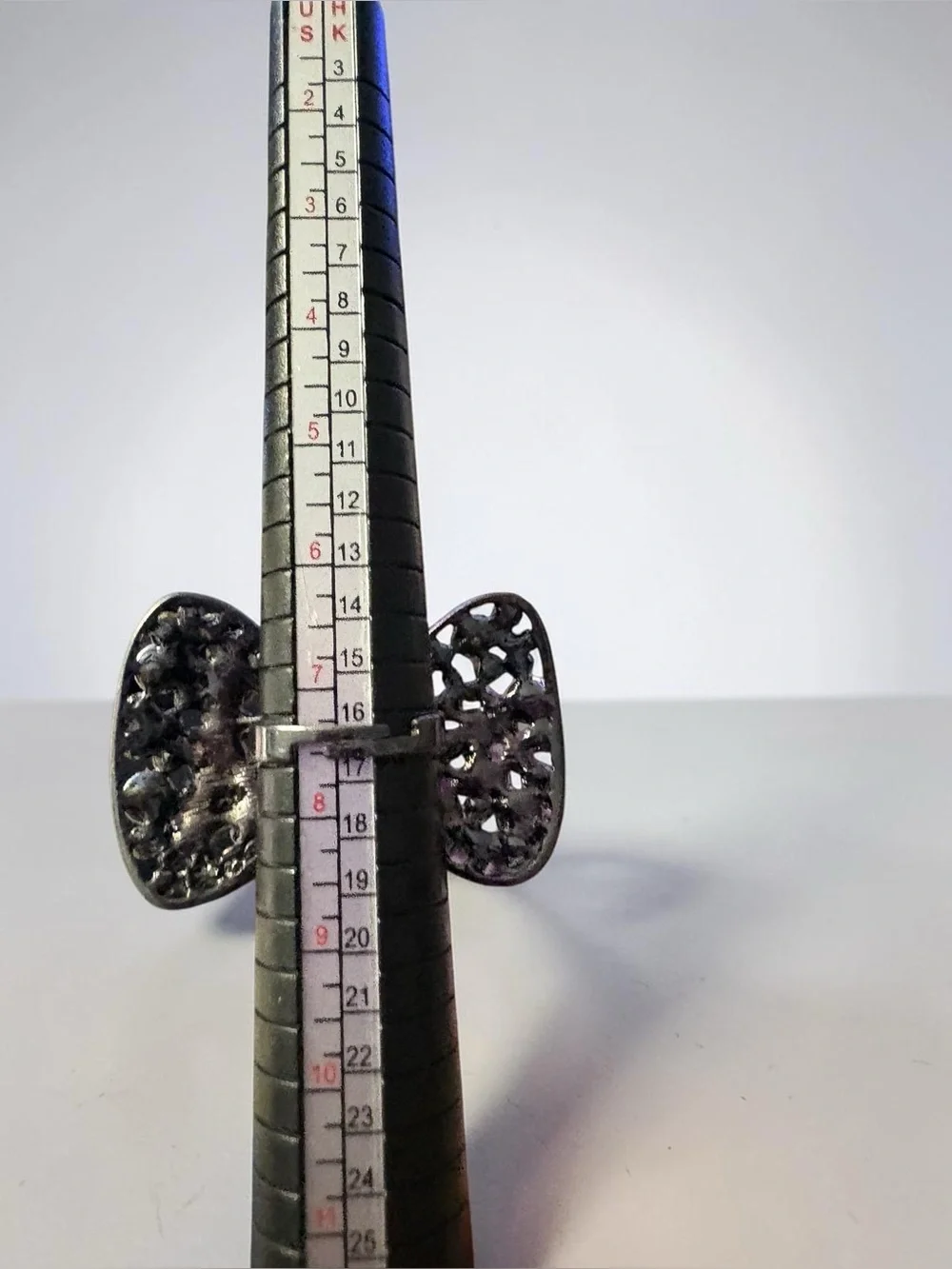 Y2K Purple Rhinestone Bow Statement Ring Adjustable sitting at size 7 1/2